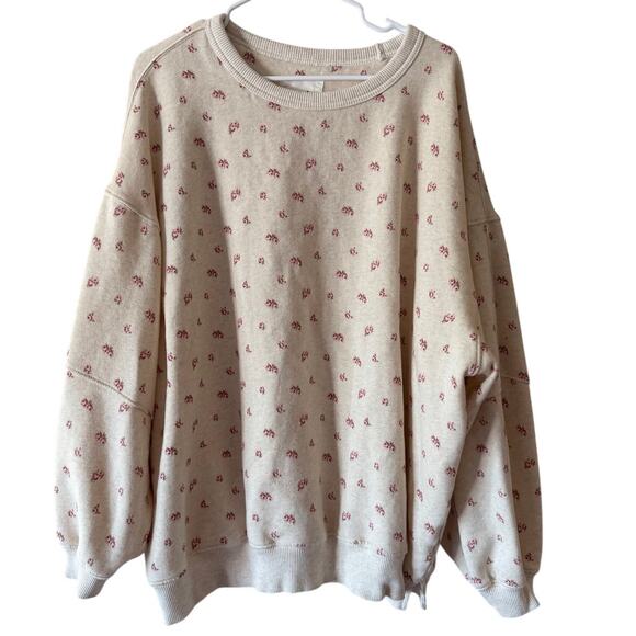 aerie Tops - NWOT Aerie Floral Oversized Sweatshirt with Balloon Sleeves sz XL